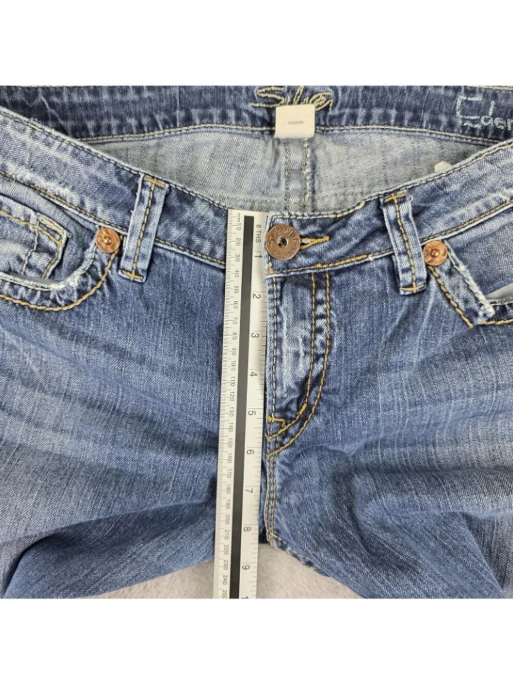 Silver Jeans Eden Bootcut Womens 34x33 Blue Medium Wash Distressed Stretch